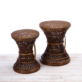 Rattan Twisted Stool with Vertical Handle