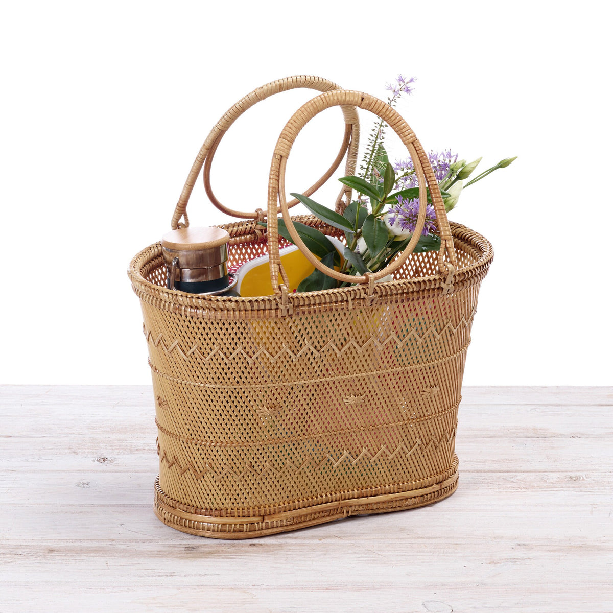 Rattan Handheld Picnic Basket