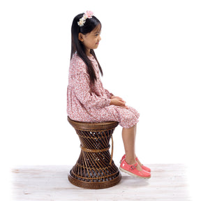 Rattan Twisted Stool with Vertical Handle