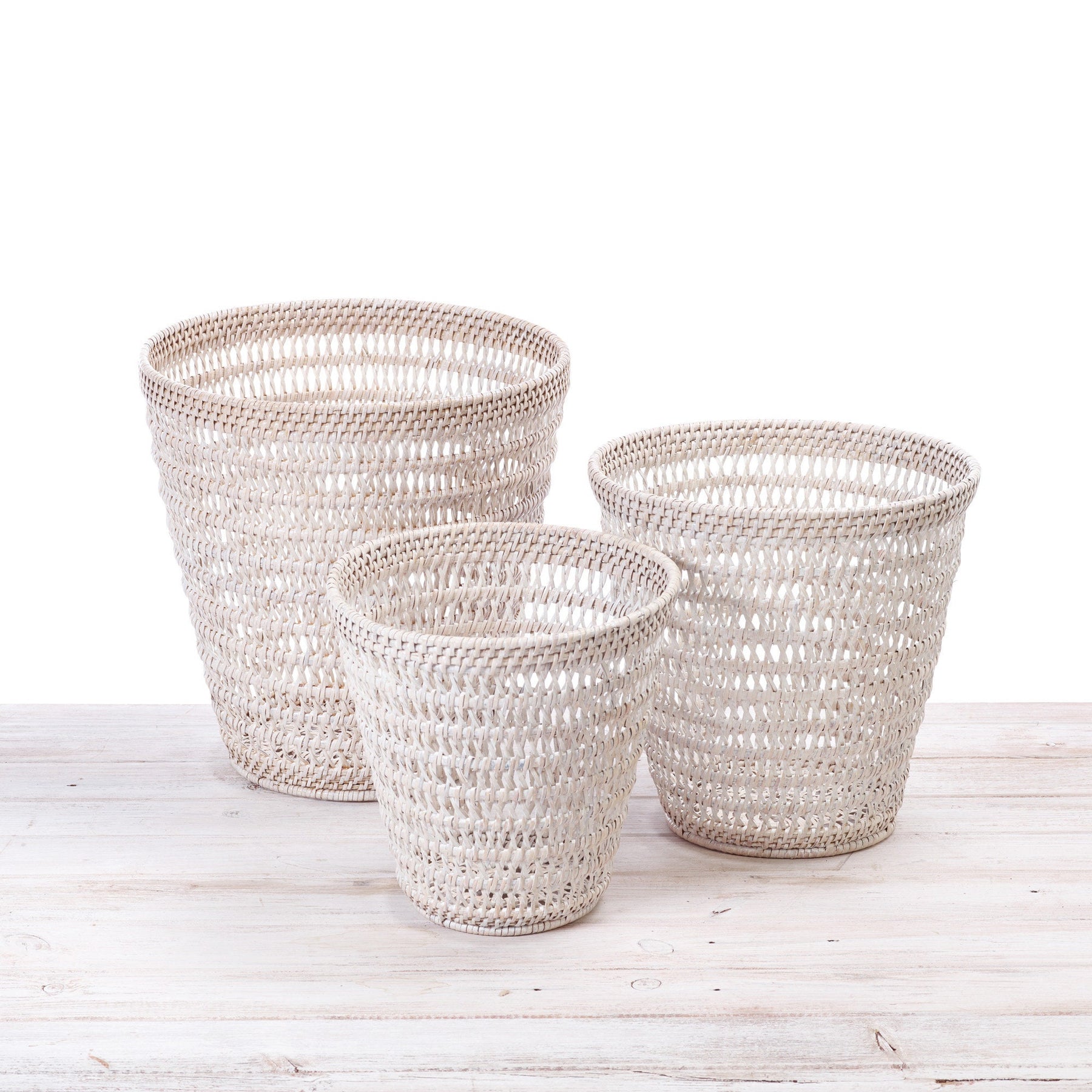 Rattan Open Weave Waste Bin