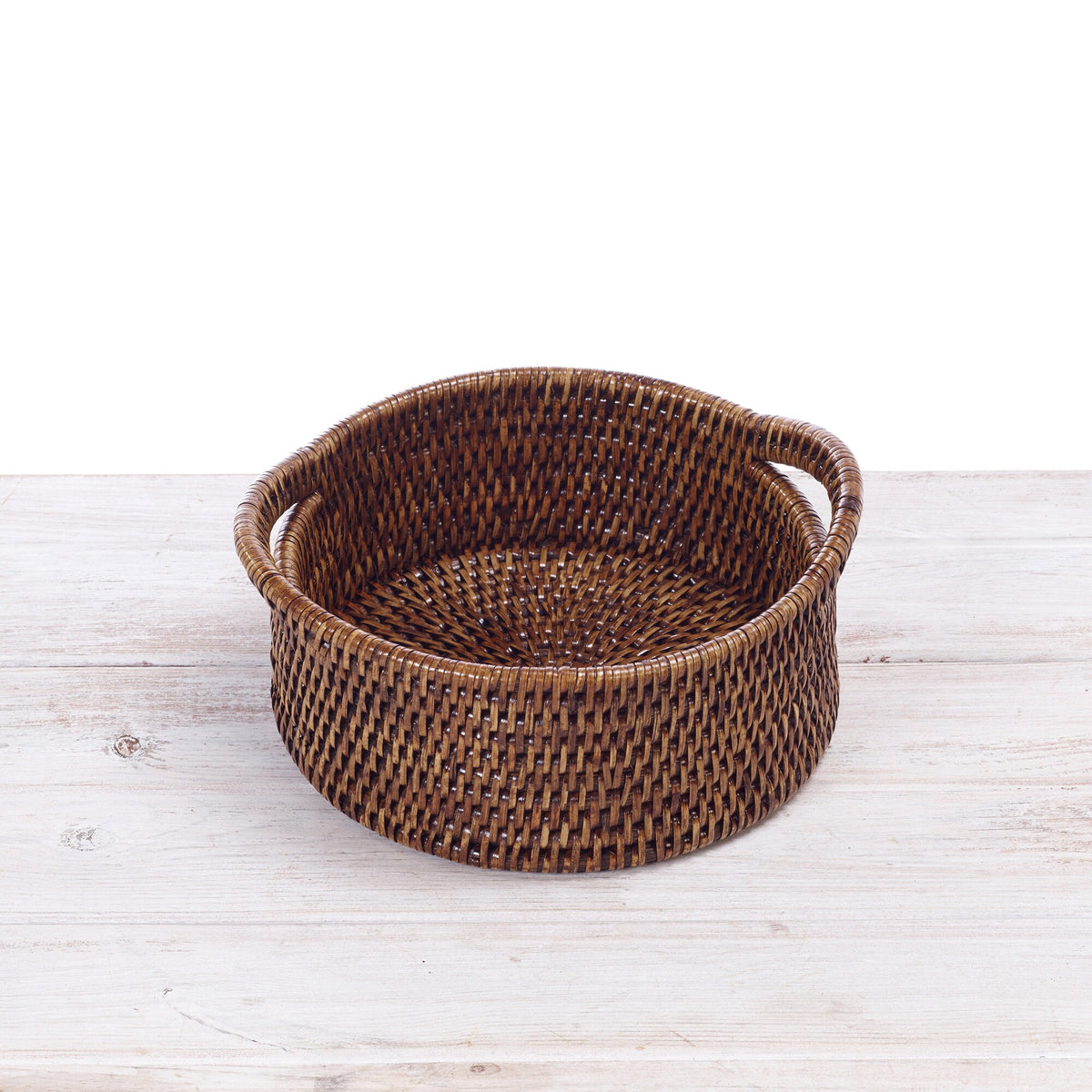 Rattan Small Round Tray With Arch Handles