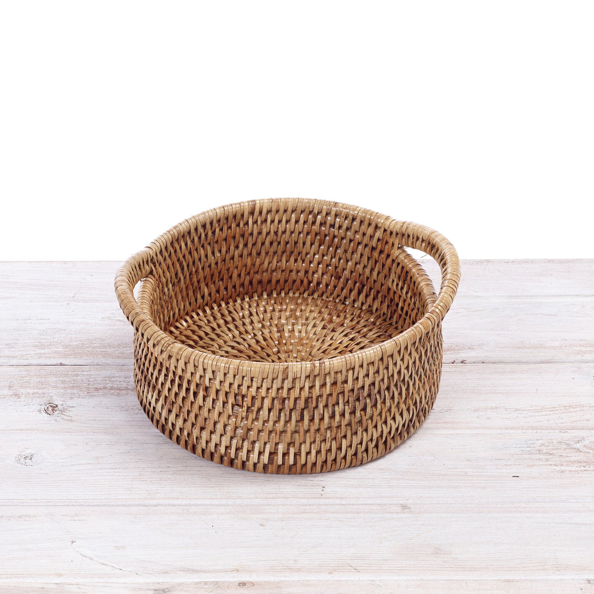 Rattan Small Round Tray With Arch Handles