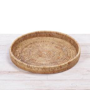 Rattan Large Round Serving Tray