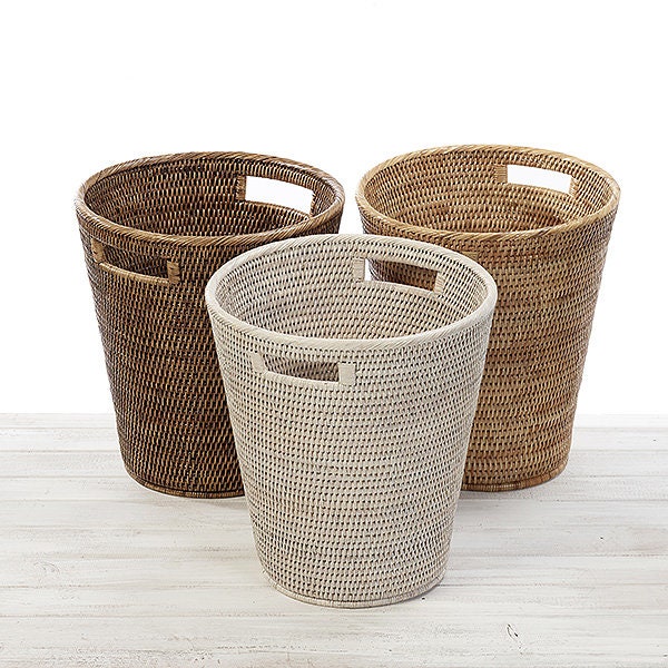 Rattan Large Waste Bin with Insert Handles