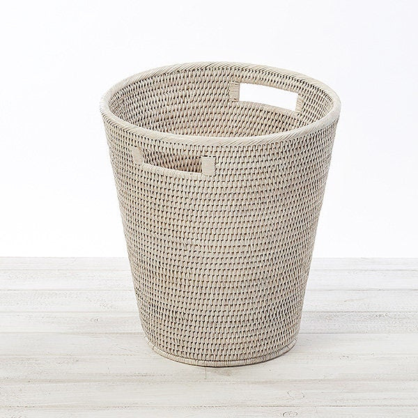 Rattan Large Waste Bin with Insert Handles