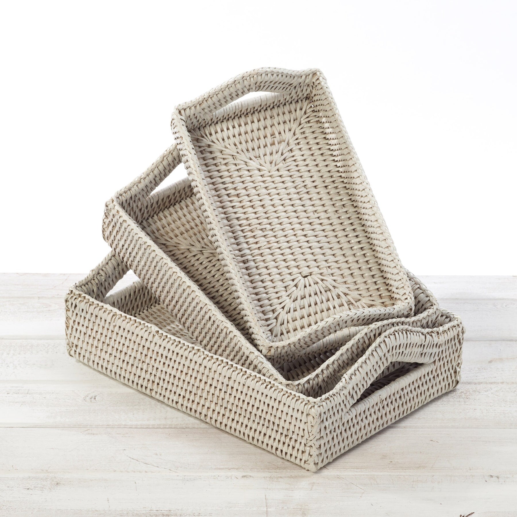 Rattan Rectangular Tray With Triangular Handles