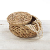 Rattan Jewellery Pot with Lid