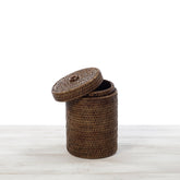 small dark rattan toilet roll holder
