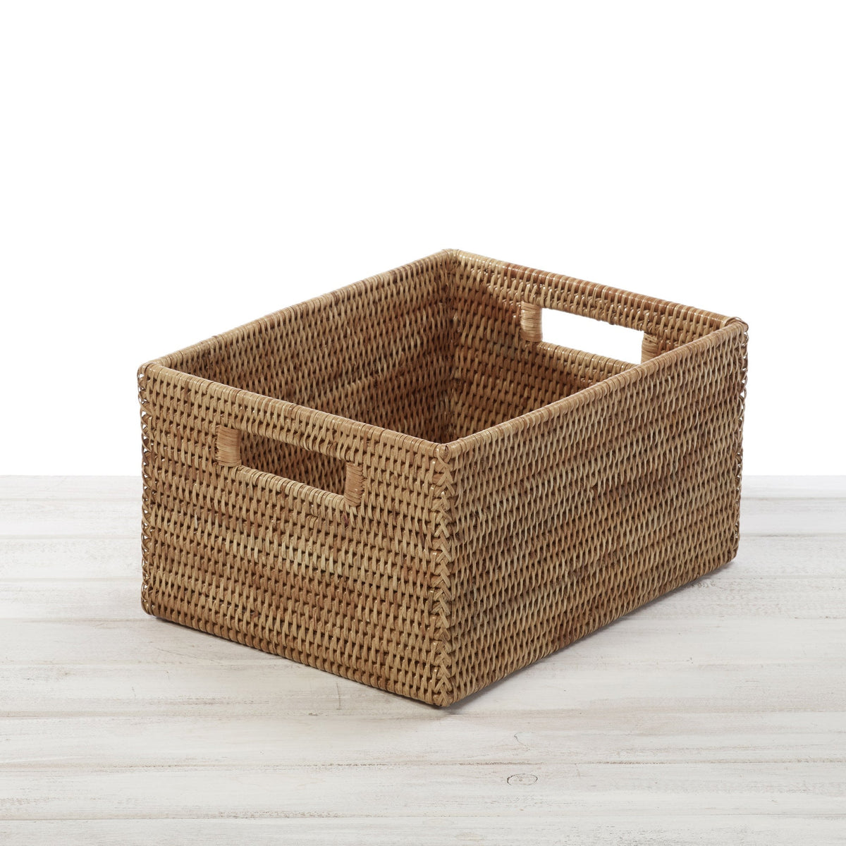 Rectangular Rattan Storage Basket With Insert Handles Large/Small