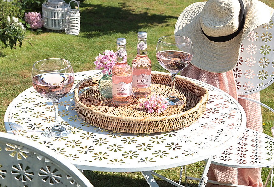 Rattan Large Round Serving Tray with Arch Handles