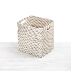 Rattan Tall Rectangular Storage Basket with Insert Handles