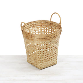 Bamboo Towel Drop Basket with Rattan Handle