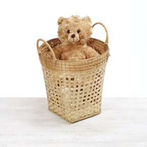 Bamboo Towel Drop Basket with Rattan Handle