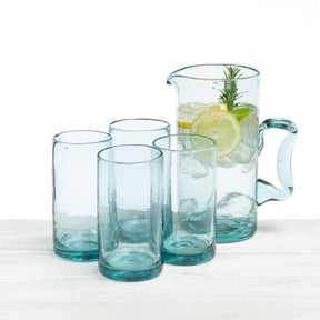 Recycled and Hand Blown Tall Tumbler Glass (Clear)