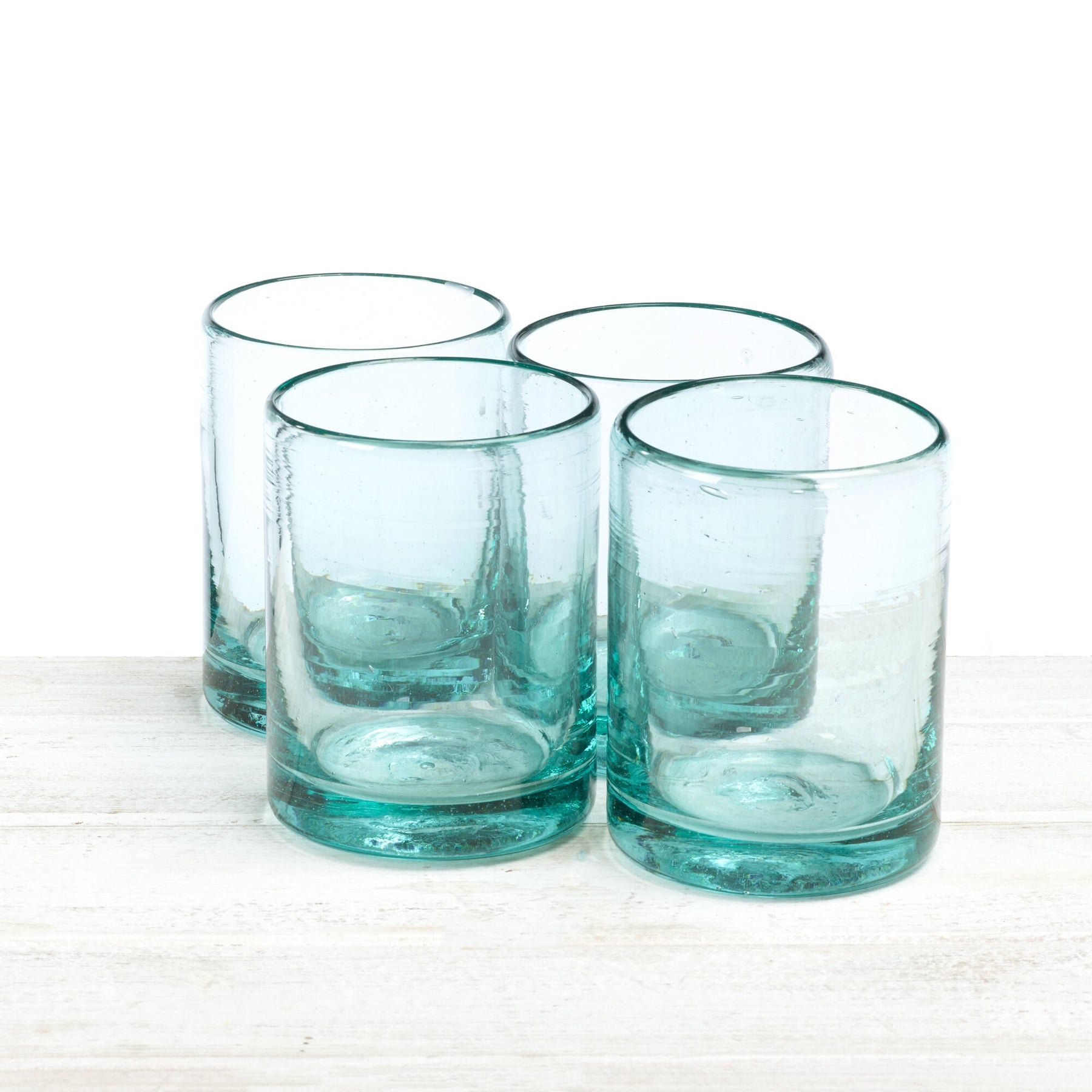 Recycled and Hand Blown Short Tumbler Glass (Clear)