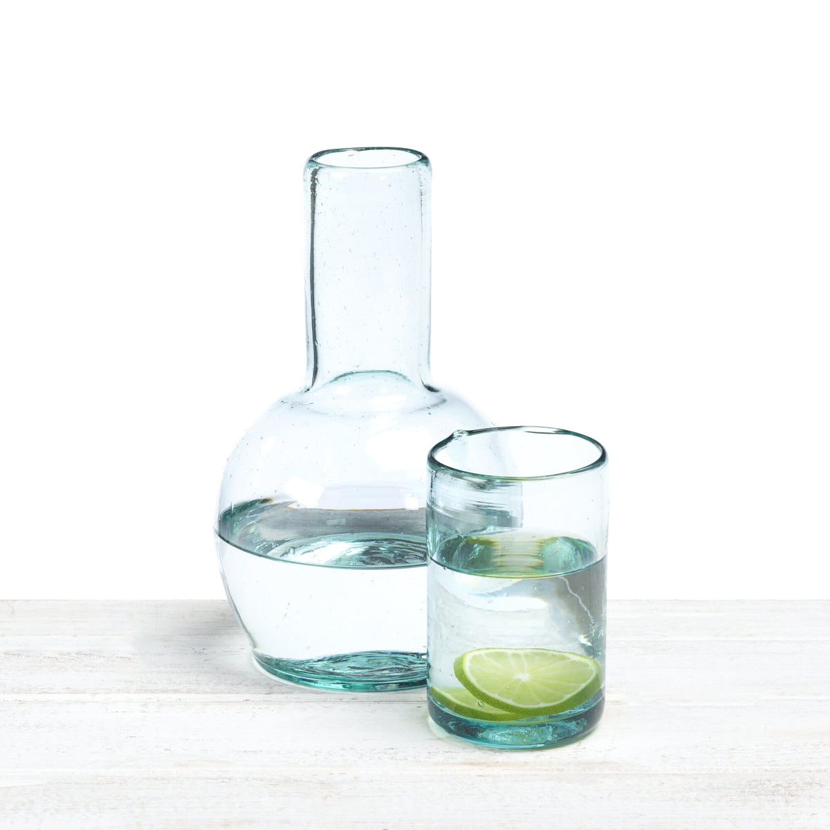 Recycled and Handblown Bedside Tumbler and Carafe Set