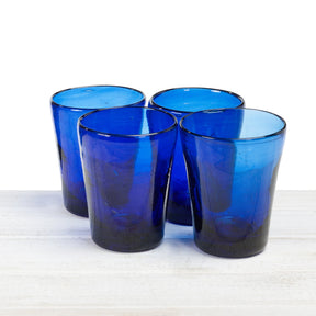 Recycled and Hand Blown Classic V Shape Tumbler Glass (Cobalt Blue)