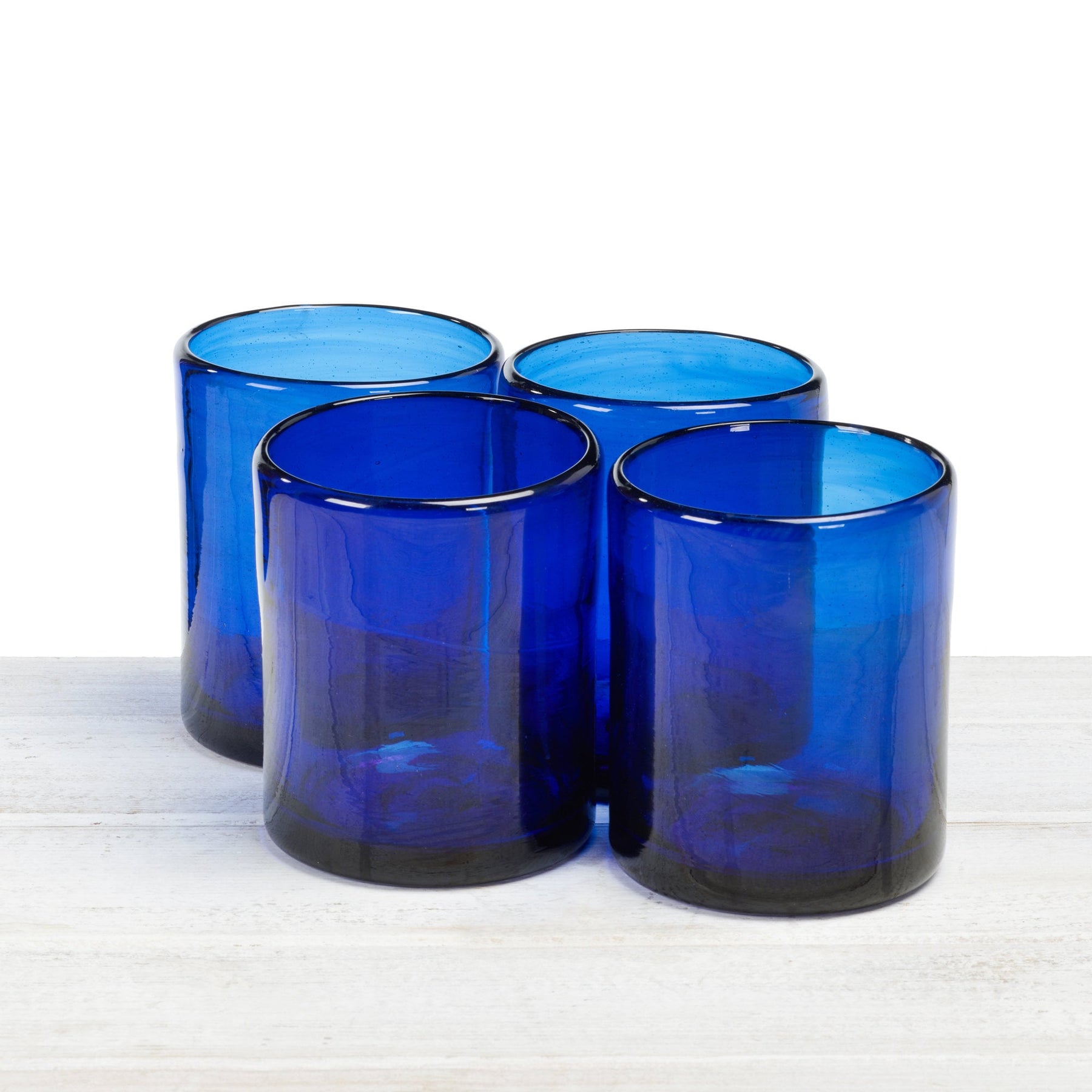 Recycled Hand Blown Short Tumbler Glass (Cobalt Blue)