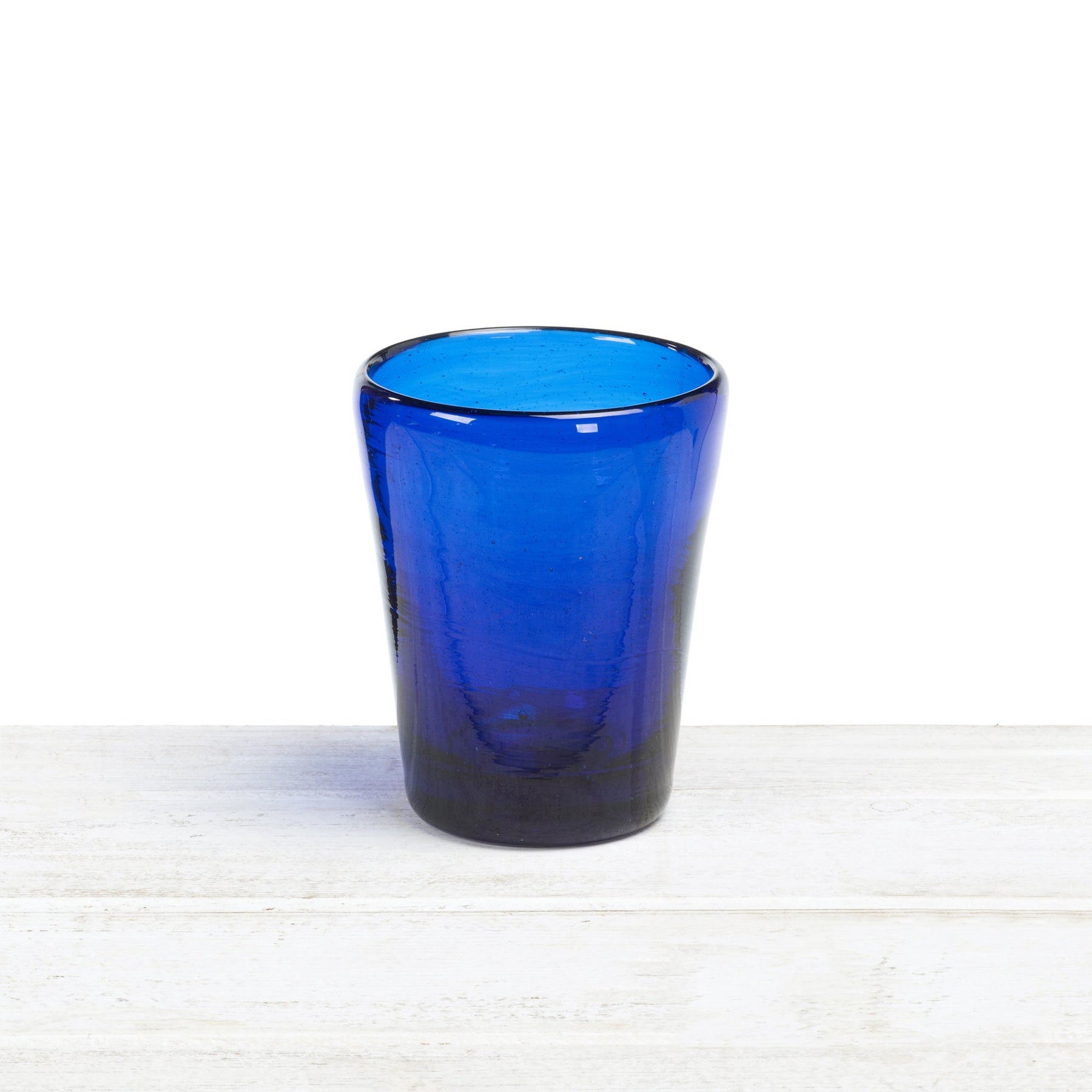 Recycled and Hand Blown Classic V Shape Tumbler Glass (Cobalt Blue)