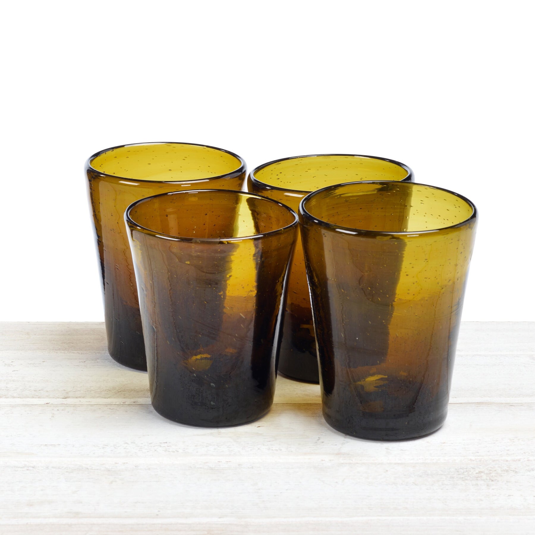 Recycled and Hand Blown Classic V Shape Glass Cup (Amber)