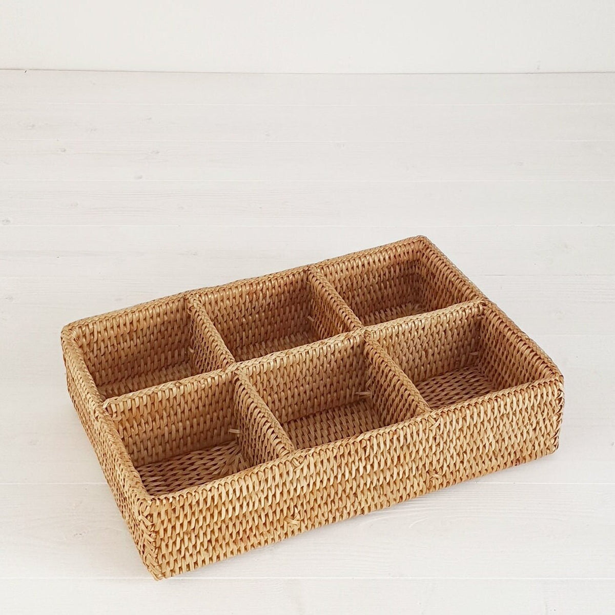 Rattan Six Compartment Organiser Tray