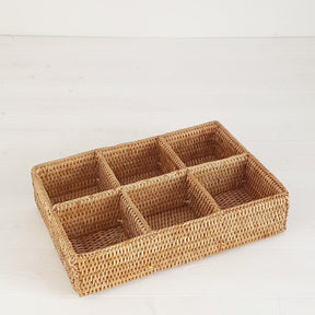 Rattan Six Compartment Organiser Tray