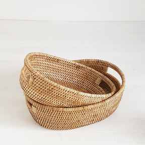 Rattan Oval Basket with Insert Handles